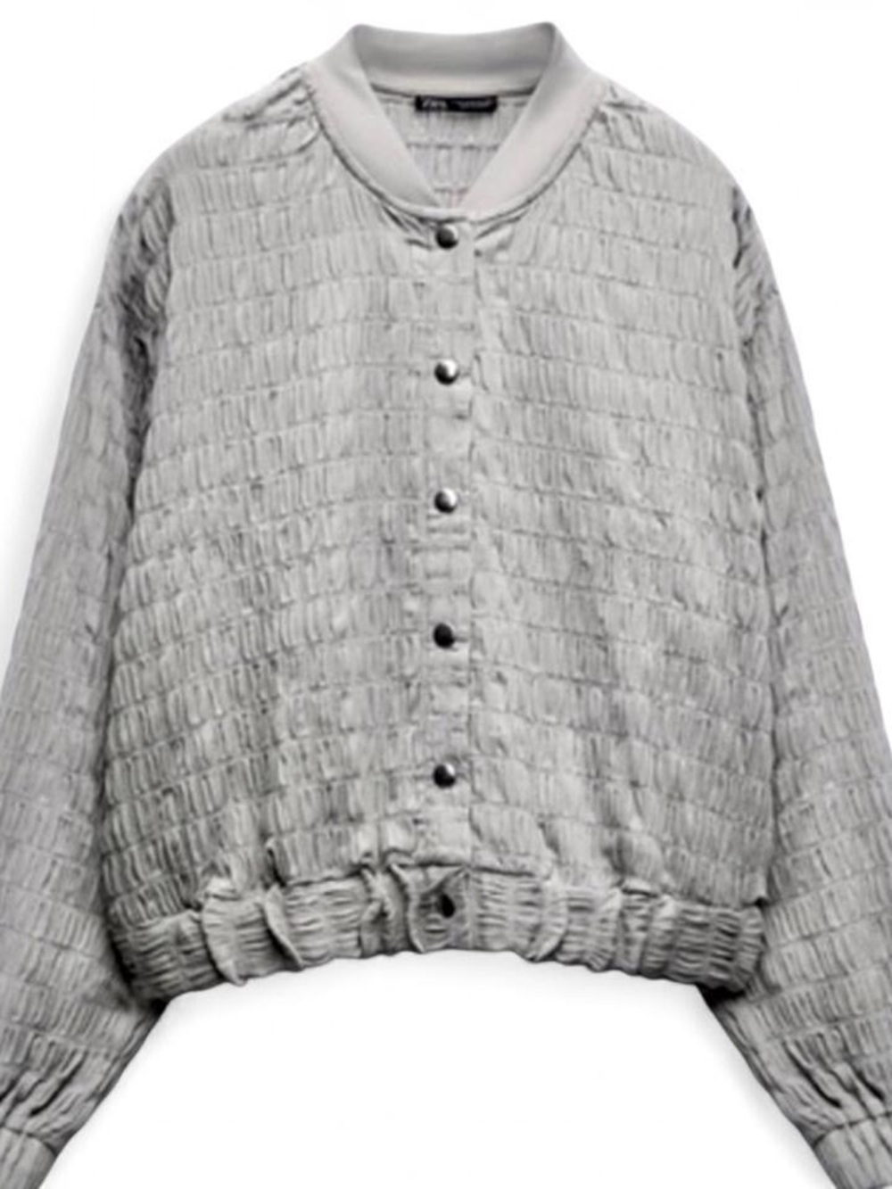 Zara Gray Weave Bomber Jacket